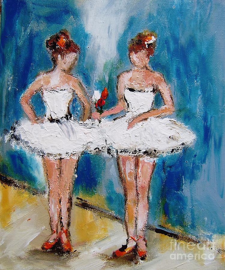 Painting Of Two Ballerina Girls Painting by Mary Cahalan Lee - aka PIXI