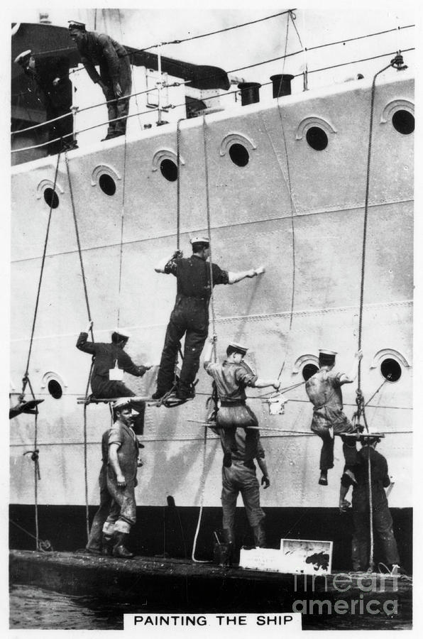 Painting The Hull Of A Ship, 1937 Drawing by Print Collector