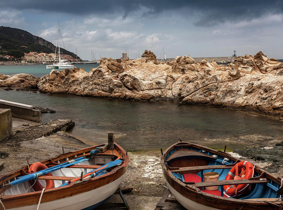 Nature Digital Art - Pair Of Fishing Boats Marciana, Elba Island, Italy by Walter Zerla