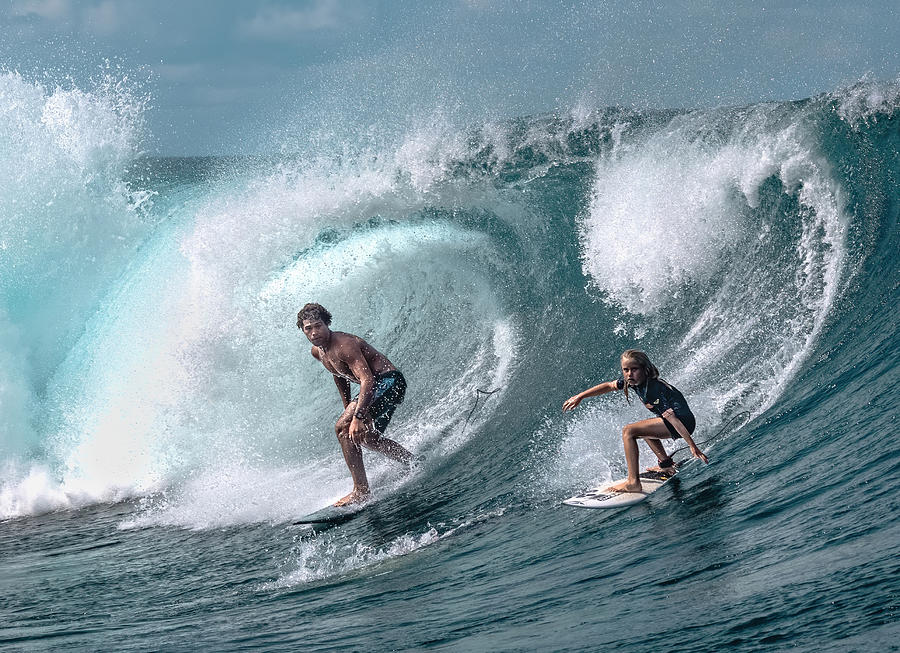 Pair Surfing Photograph by Jie Jin