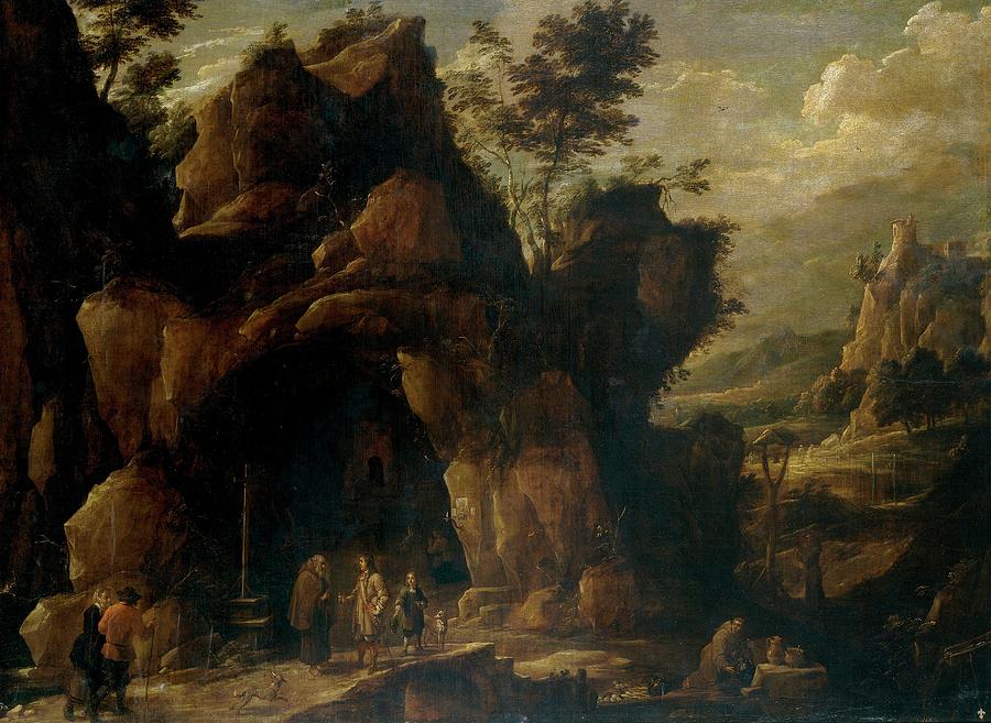 Paisaje con ermitanos, 17th century, Flemish School, Oil on canvas, 177 cm x 23... Painting by David Teniers the Younger -1610-1690-