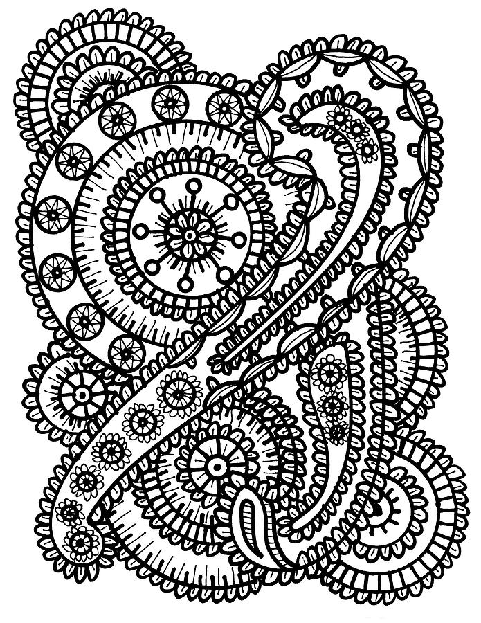 Coloring Book Digital Art - Paisley Collage by Laura Miller
