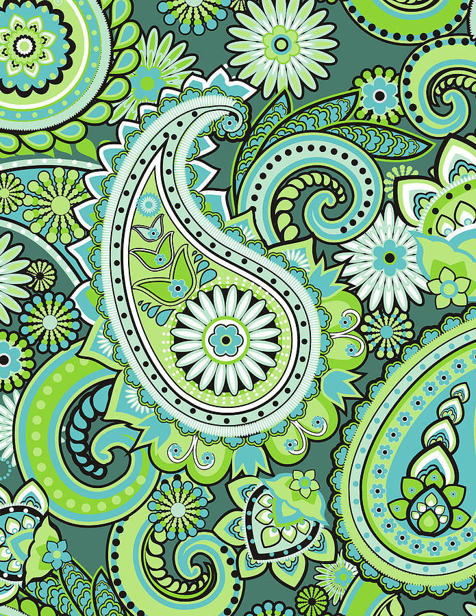 Paisley Green Digital Art by Tina Araquistain - Pixels