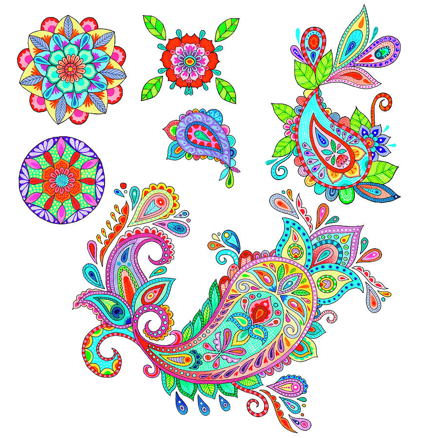 Pattern Digital Art - Paisley Pieces by Hello Angel