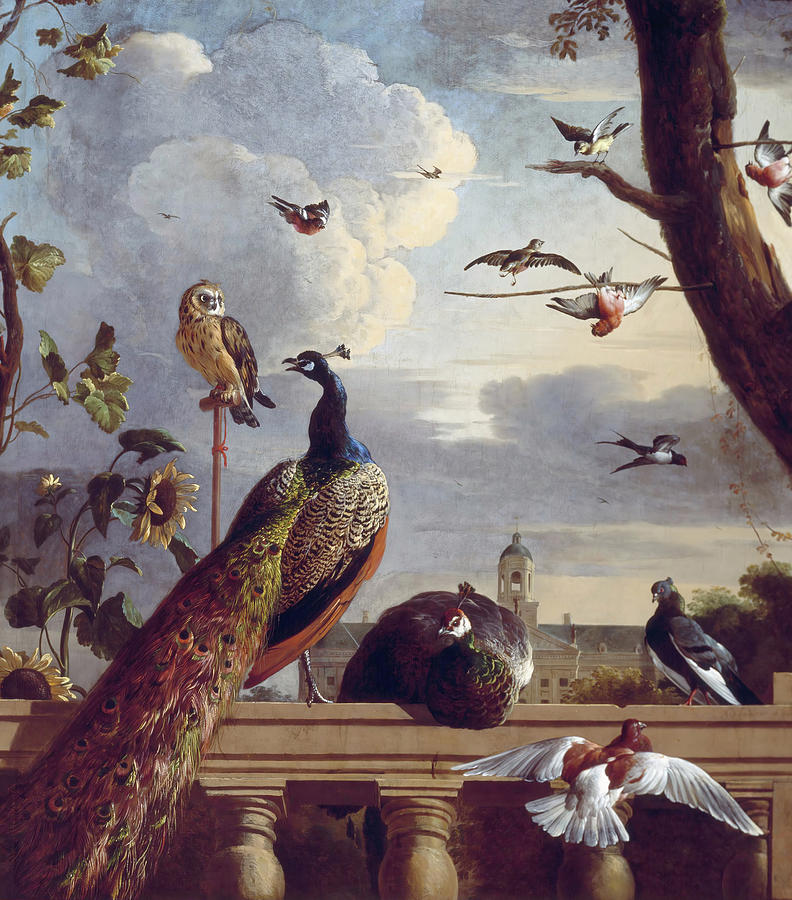 Melchior De Hondecoeter Painting - Palace Of Amsterdam With Exotic Birds by Melchior De Hondecoeter
