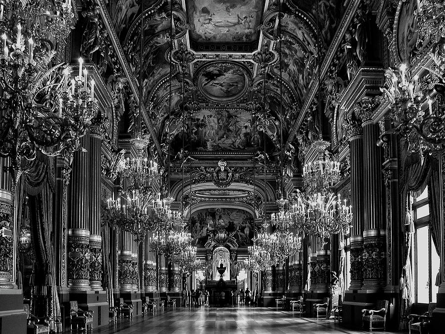Palais Garnier Grand Foyer BW Photograph by Alan Toepfer