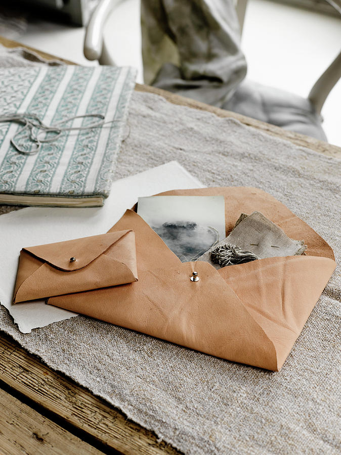 Pale Leather Envelopes Used As Storage Bags Photograph by Catherine Gratwicke