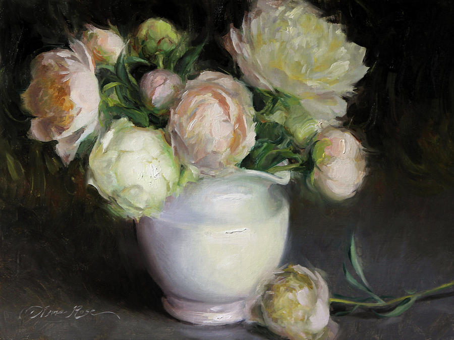 Still Life Painting - Pale Peonies by Anna Rose Bain
