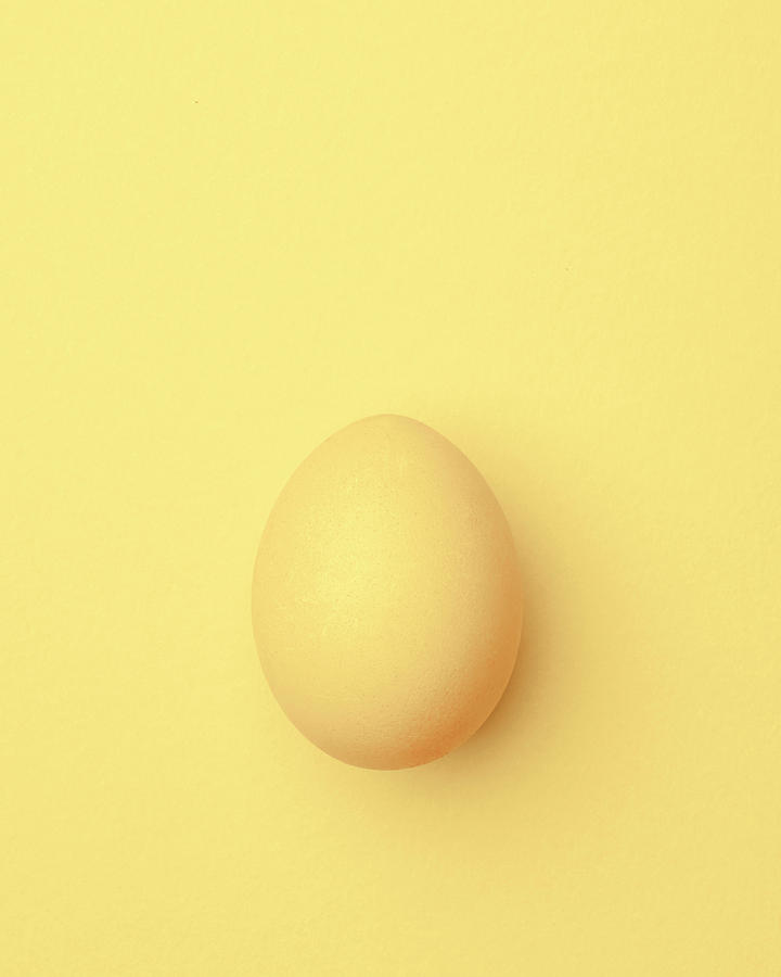 Pale Yellow Easter Egg On A Pale Yellow Background Photograph by Peter Rees