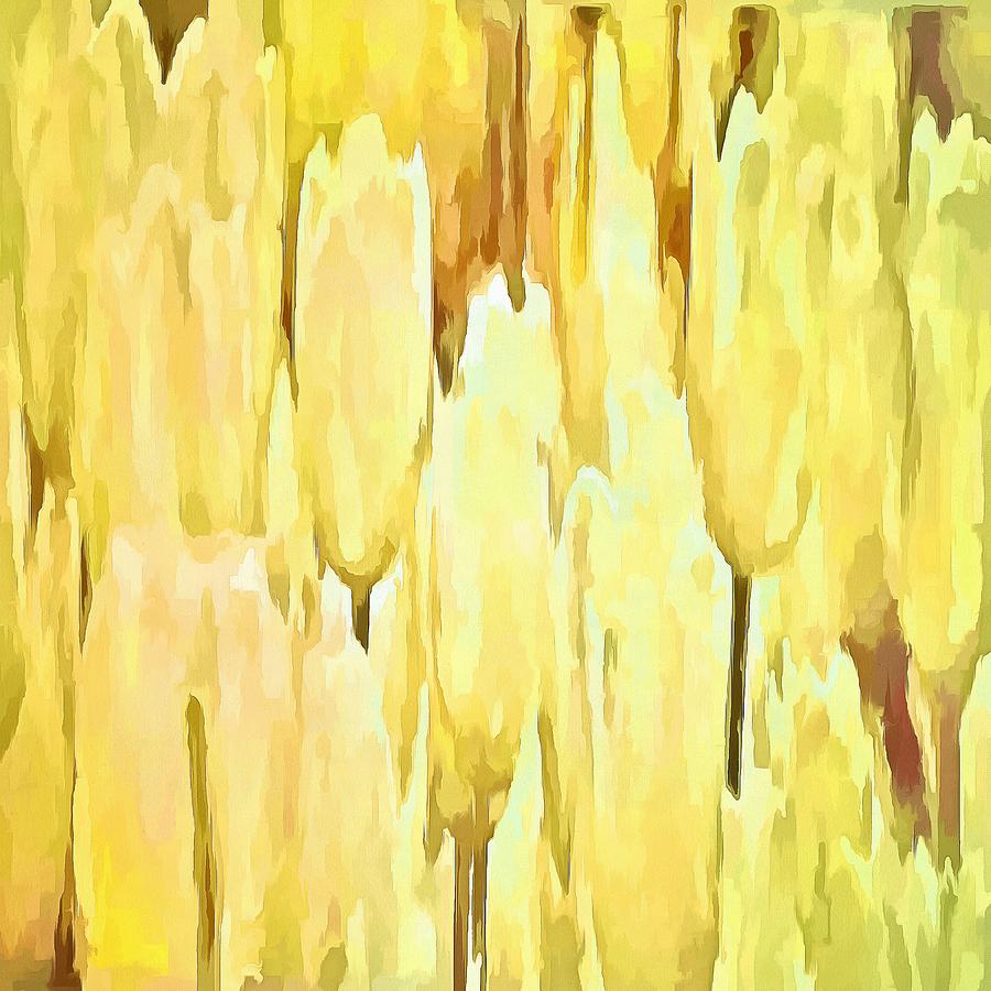 Pale Yellow Tulips Abstract Floral Pattern Painting by Taiche Acrylic Art