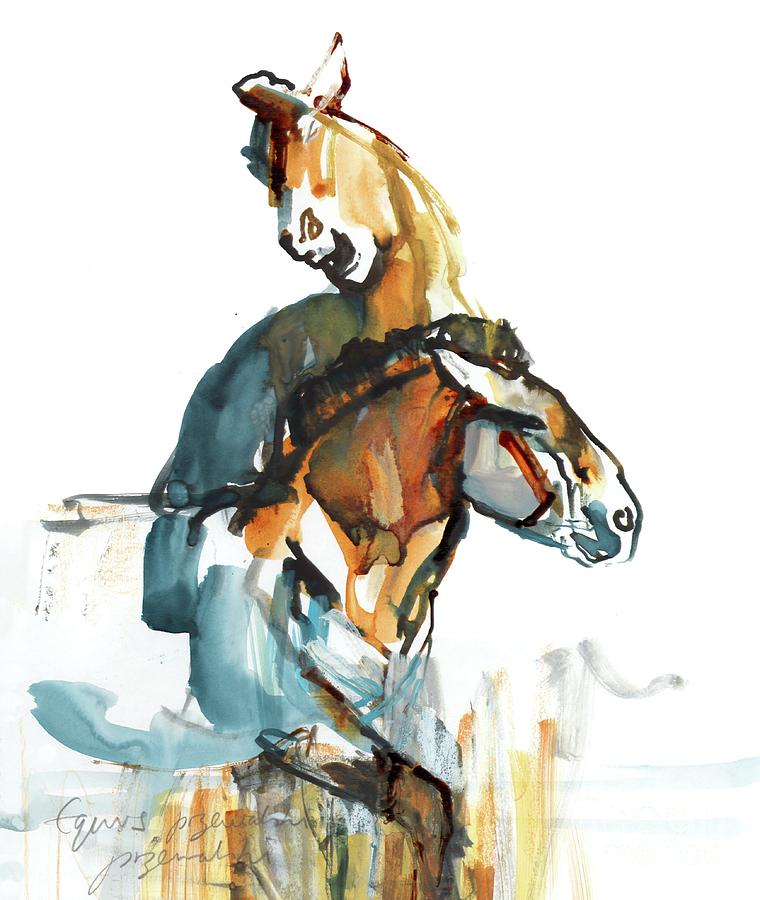 Paleolithic Przewalski, 2013 Sennelier Ink, Watercolor And Gouache Painting by Mark Adlington