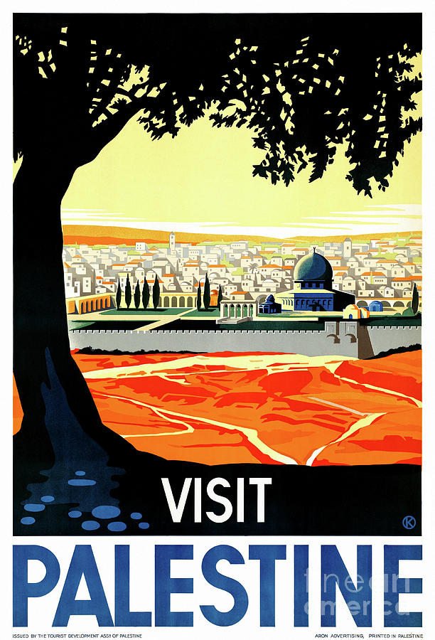 Palestine Vintage Travel Poster Restored Drawing