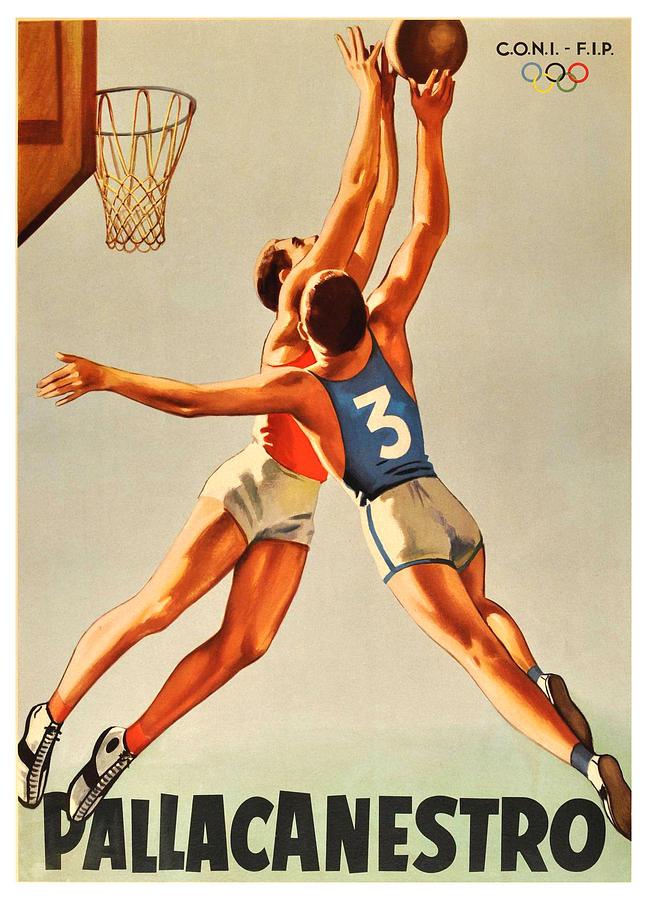 Pallacanestro - Basketball - Vintage Sports Poster by Siva Ganesh