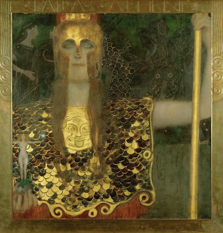 Pallas Athene. Oil on canvas -1898- 75 x 75 cm. Painting by Gustav Klimt -1862-1918-