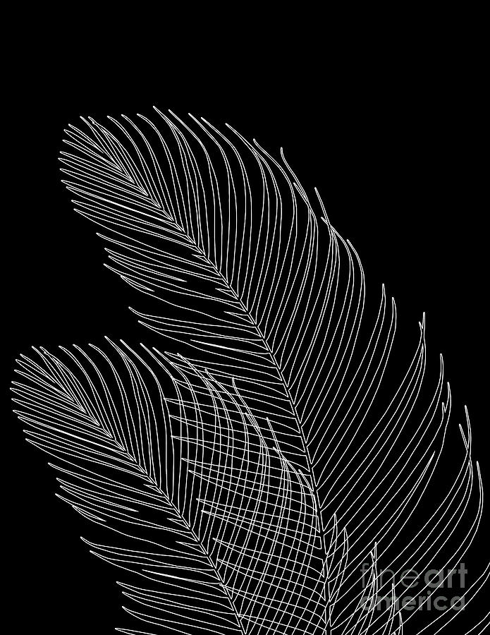 Nature Drawing - Palm Leaves Finesse Line Art #2 #minimal #decor #art by Anitas and Bellas Art