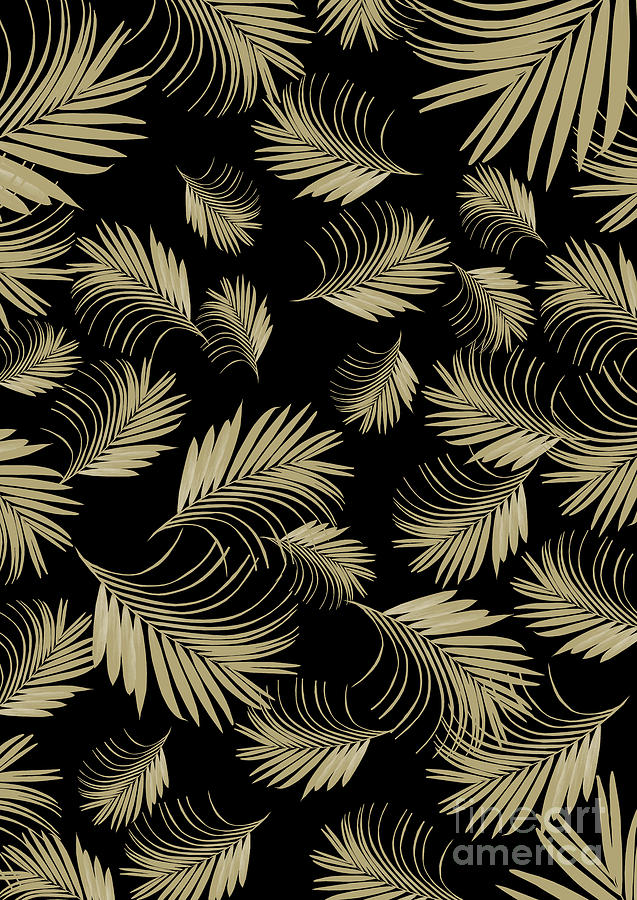 Nature Mixed Media - Palm Leaves Pattern - Gold Cali Vibes #5 #tropical #decor #art  by Anitas and Bellas Art
