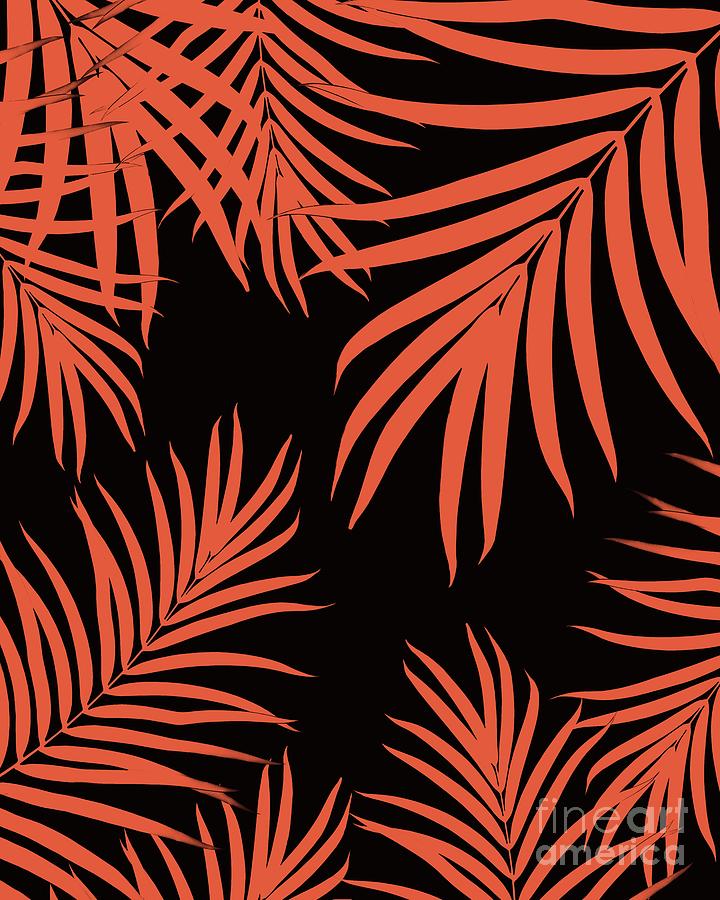 Nature Mixed Media - Palm Leaves Pattern Orange Vibes #1 #tropical #decor #art by Anitas and Bellas Art