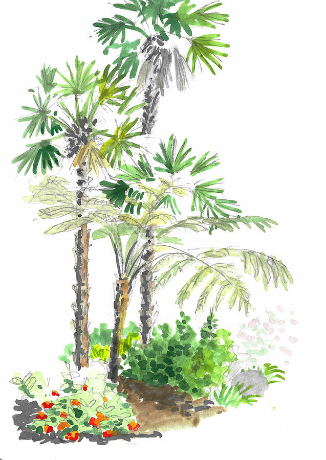 Palm Trees and Ferns Painting by Masha Batkova