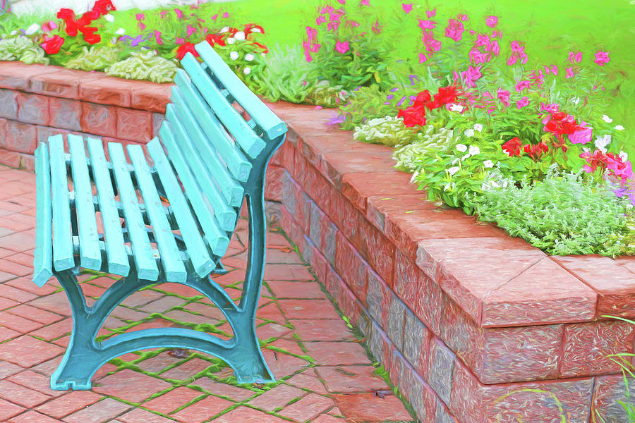 Palmer Park Bench Painterly 2 100219 Photograph by Mary Bedy