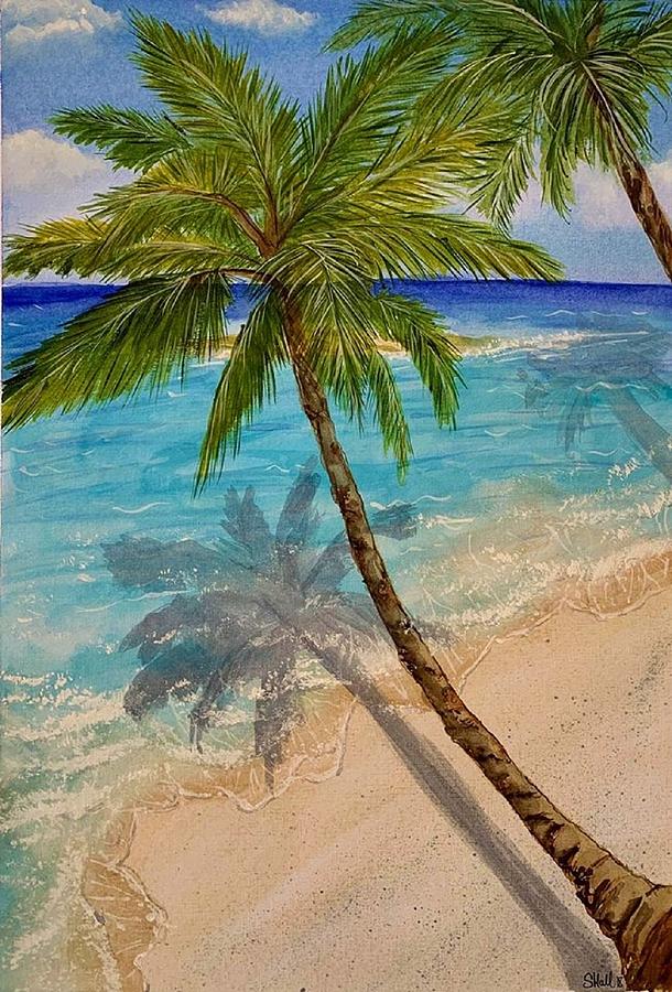 Palms On Beach Painting by Sonia Hall - Fine Art America