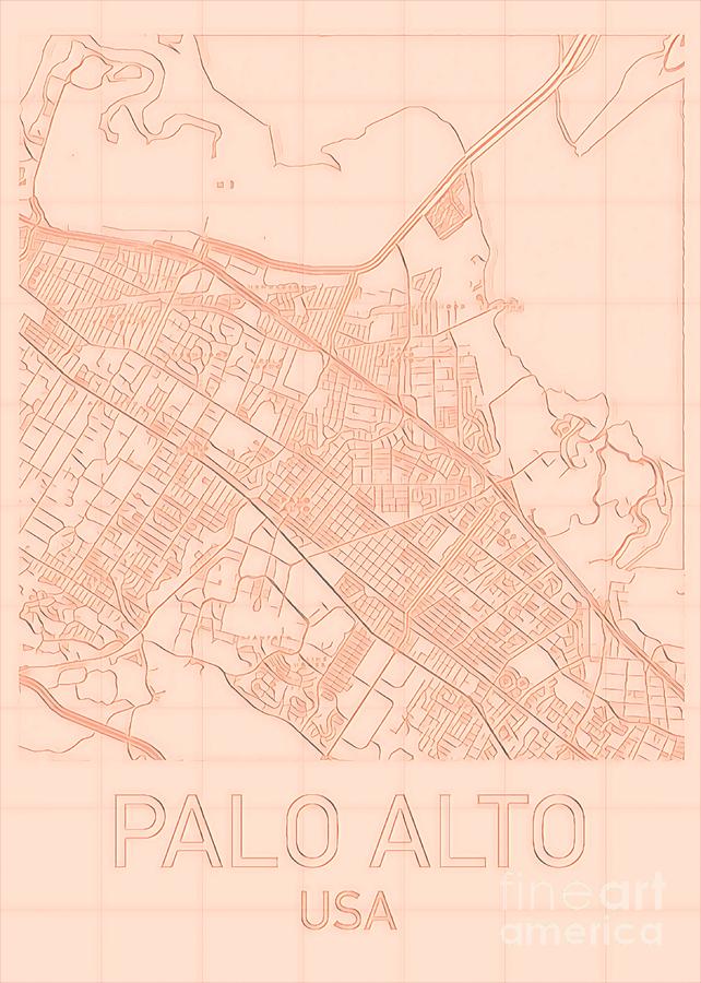 Palo Alto Blueprint City Map alt Digital Art by HELGE Art Gallery