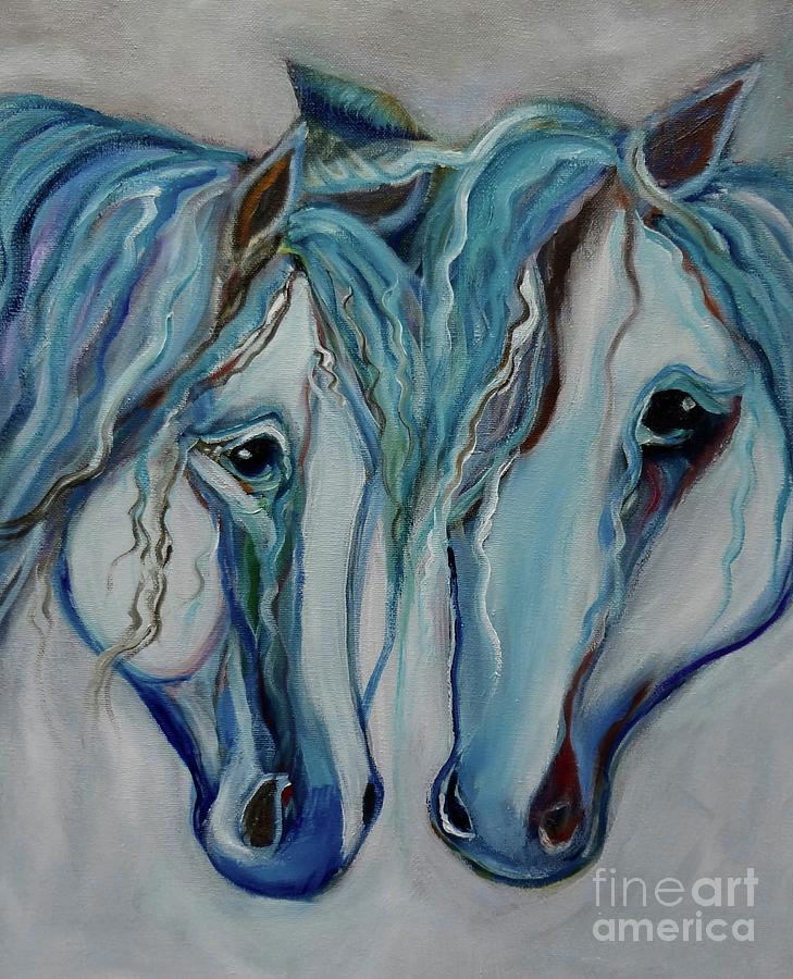 Abstract Horse Painting - Pals by Jenny Lee