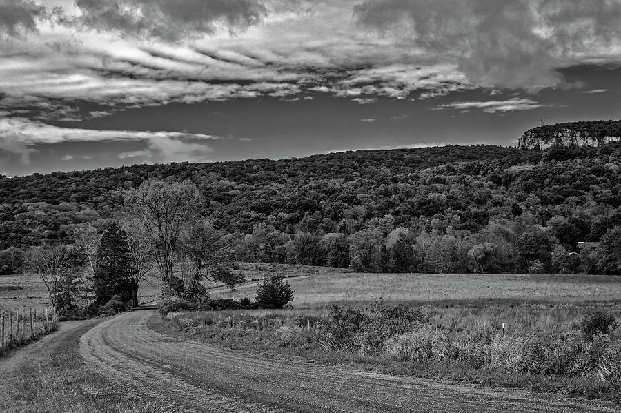 Paltz Point Mohonk Dirt Road BW Photograph by Susan Candelario