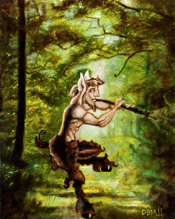 Pan Dancing In The Woods Painting by David Martin