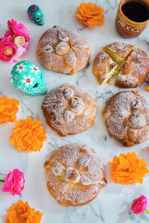 Pan De Muerto sweet Breads For The Day Of The Dead, Mexico Photograph by Maricruz Avalos Flores