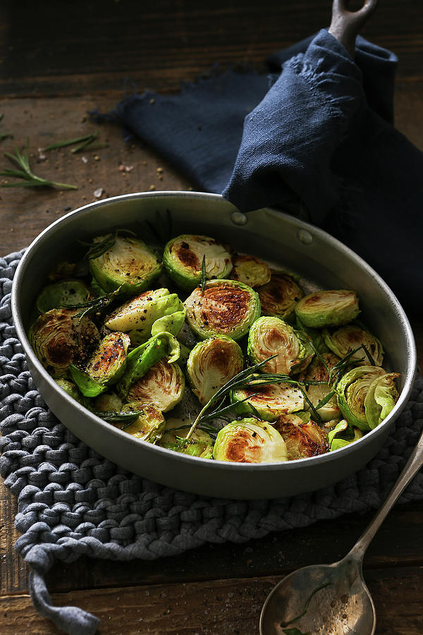 Pan Fried Brussels Sprouts With Rosemary Photograph by Stacy Grant