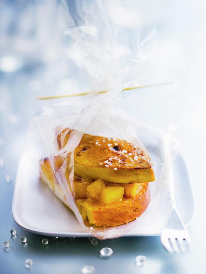 Pan-fried Pineapple And Foie Gras On Toasted Brioche Photograph by Roulier-turiot