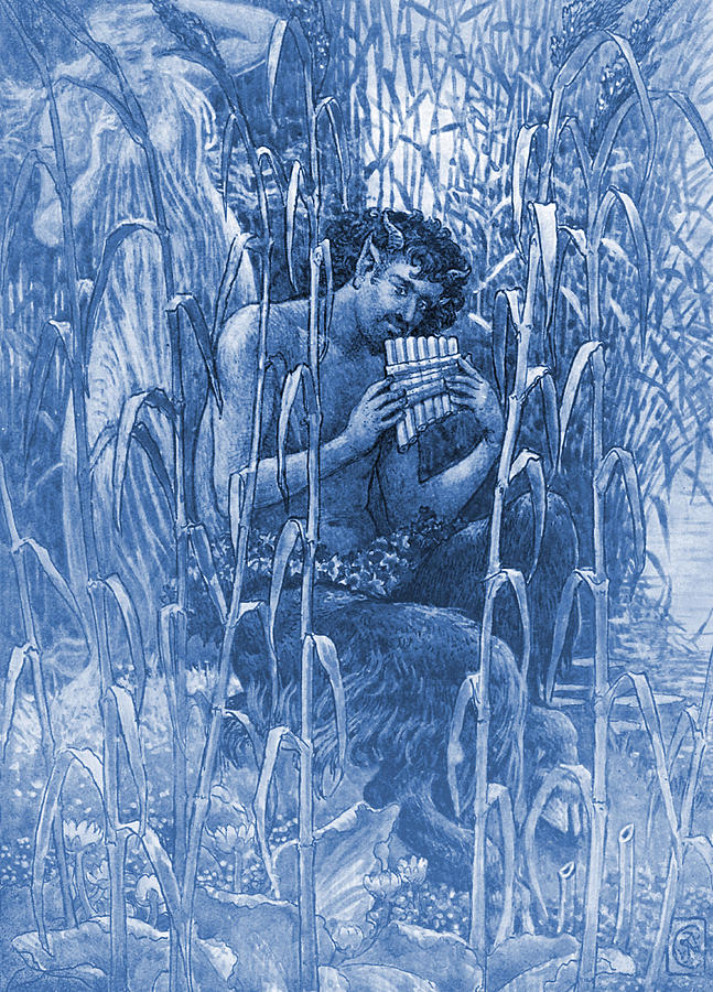 Pan Plays His Pipes Drawing by Walter Crane Pan Plays His Pipes Drawing by Walter Crane