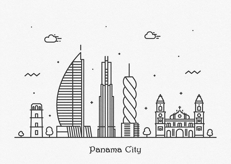 Panama Cityscape Travel Poster Drawing by Inspirowl Design Pixels