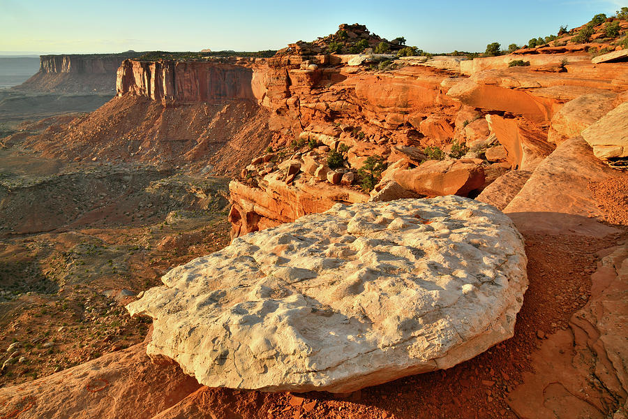 Pancake Boulder on Orange Cliffs in Canyonlands Photograph by Ray Mathis