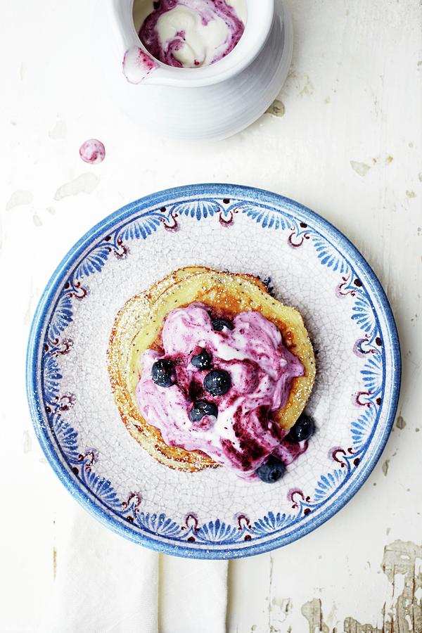 Pancake With Blueberry Quark Photograph by Susanne Schanz