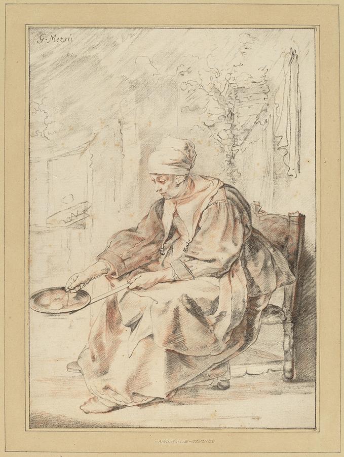 Pan Drawing - Pancake Woman by Cornelis Ploos Van Amstel