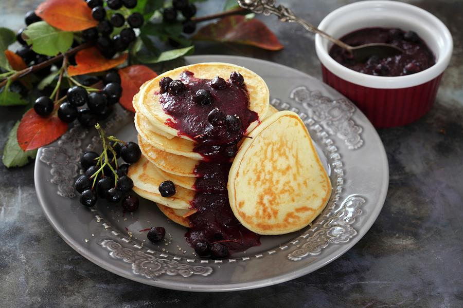 Pancakes With Aronia Berries Photograph by Boguslaw Bialy