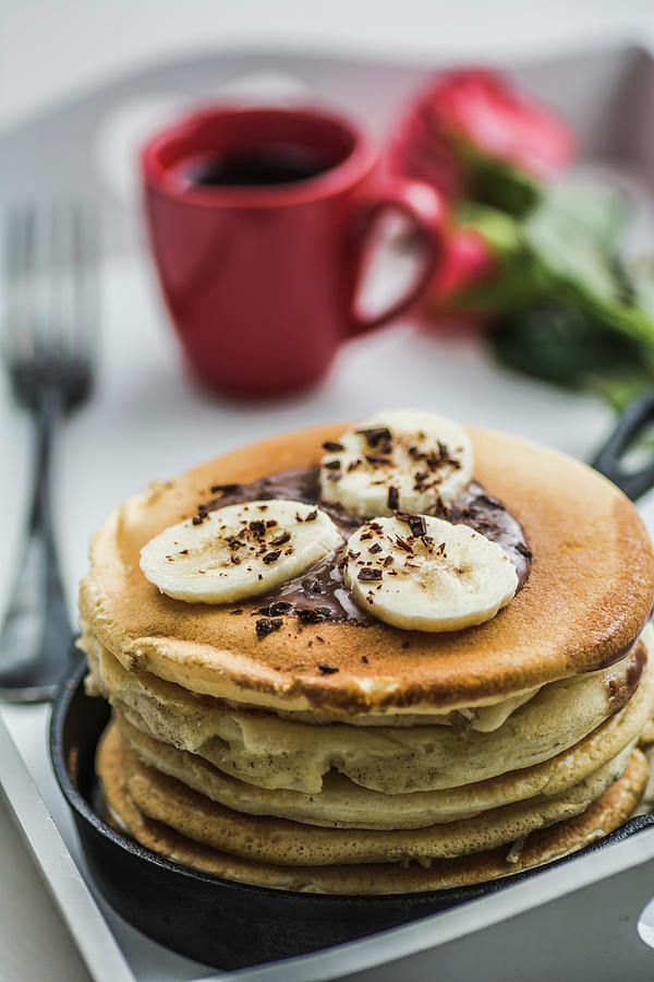 Pancakes With Banana And Chocolate Photograph by Mateusz Siuta