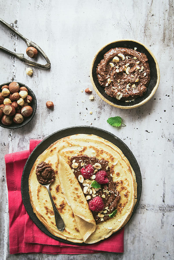 Pancakes With Nut Cream Photograph by Monika Pazdej