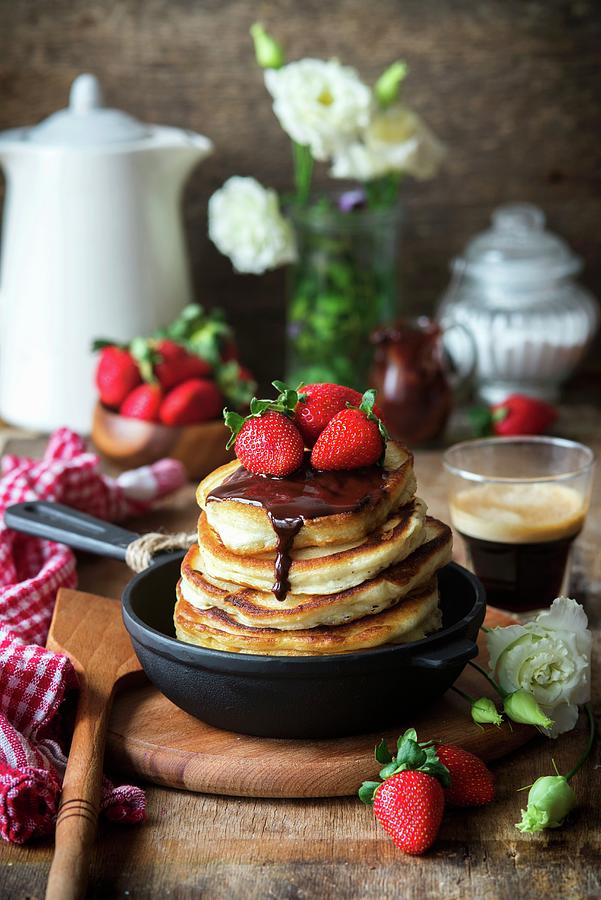 Pancakes With Strawberries Photograph by Irina Meliukh