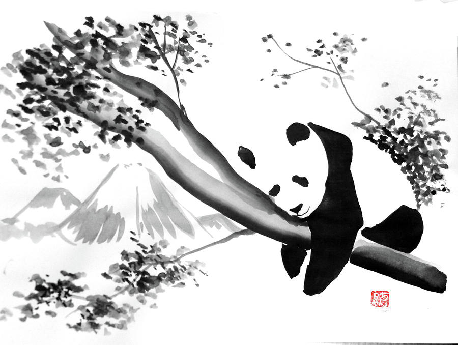 Panda Painting - Panda 01 by Pechane Sumie