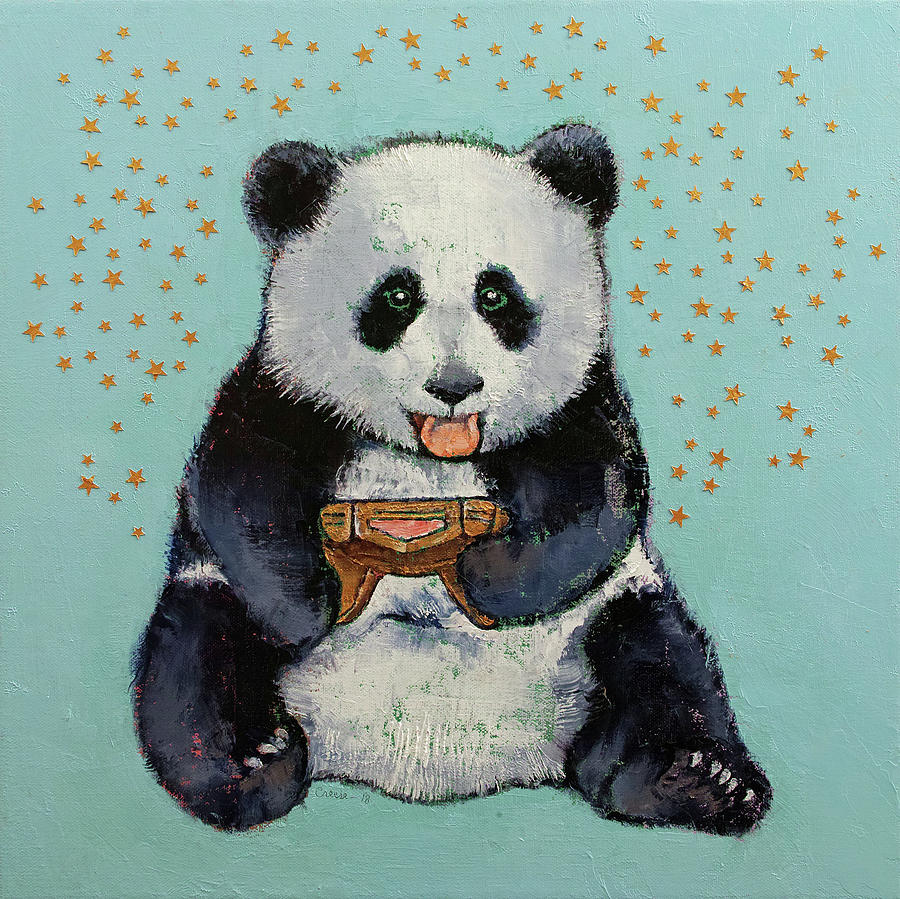 Bear Painting - Panda Gamer by Michael Creese