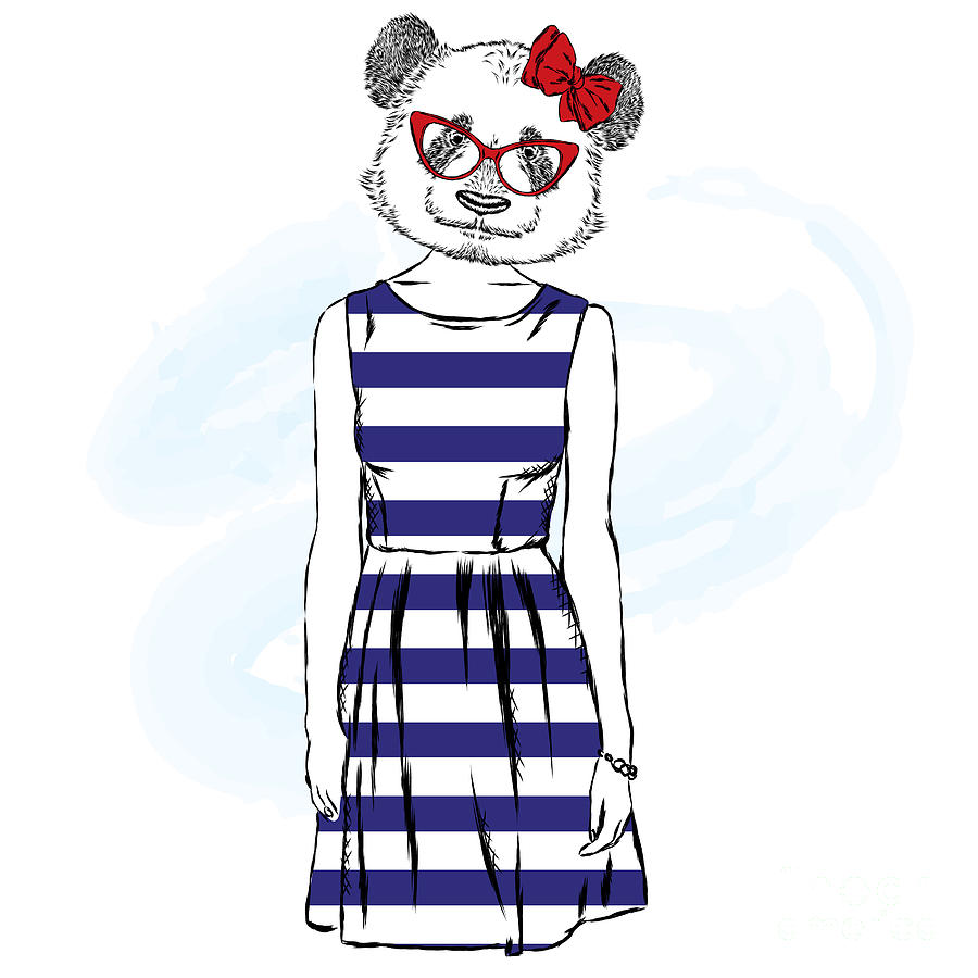 Dress Digital Art - Panda In A Dress . Bear With The Human by Vitaly Grin Dress Digital Art - Panda In A Dress . Bear With The Human by Vitaly Grin