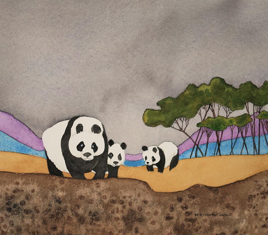 Panda-monium Painting by Mary Ellen Mueller Legault
