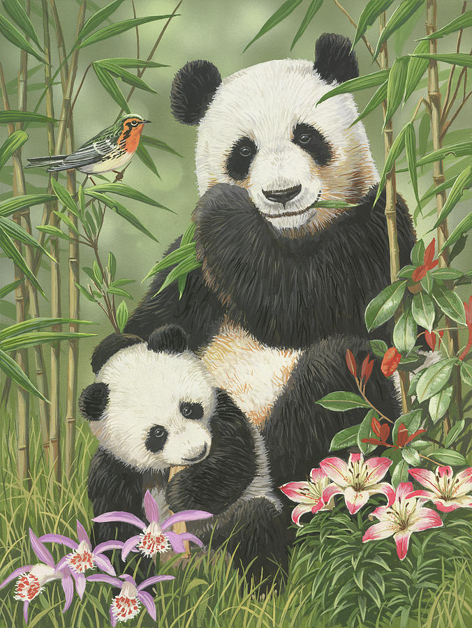 Flower Painting - Panda Paradise by William Vanderdasson