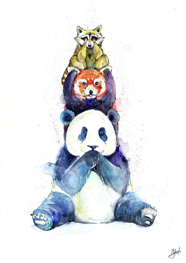 Raccoon Painting - Pandamonium by Marc Allante