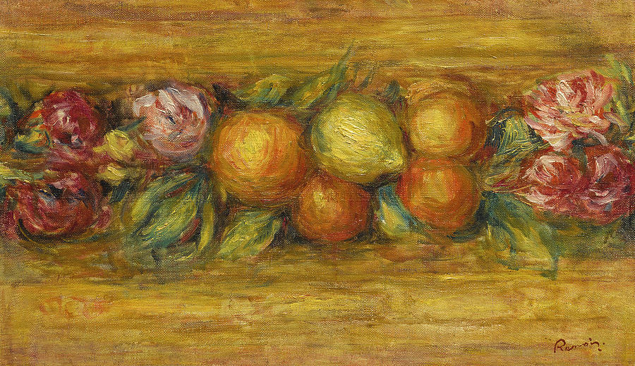 Panel of Fruits and Flowers Painting by Pierre-Auguste Renoir