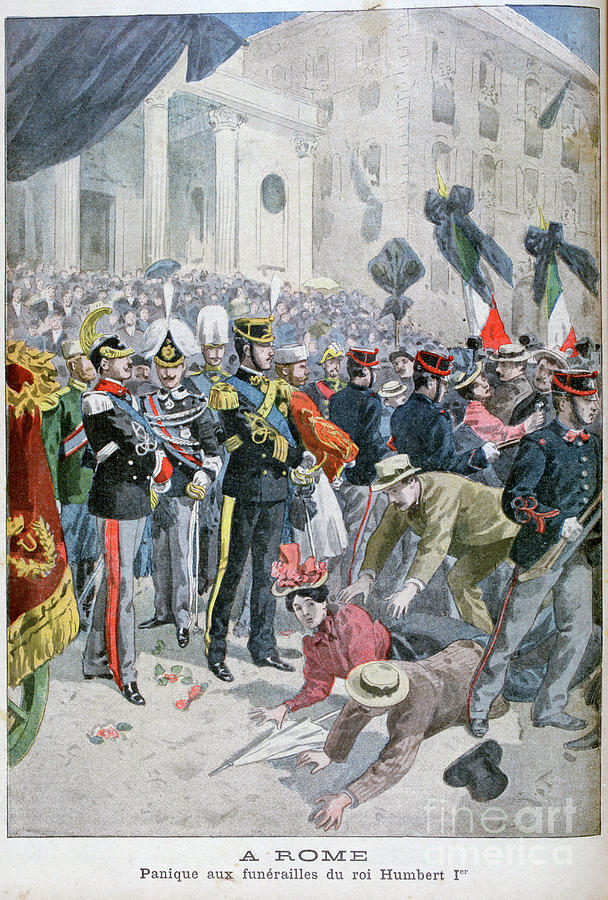 Panic At King Humberts Funeral, Rome Drawing by Print Collector