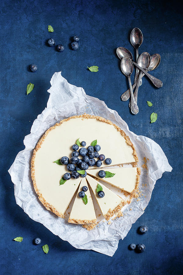 Panna Cotta Tart With Blueberries Photograph by Alice Del Re