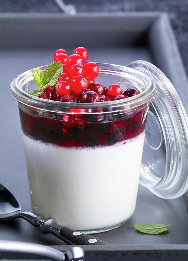 Panna Cotta With A Berry Ragout Photograph by Foodfoto Kln